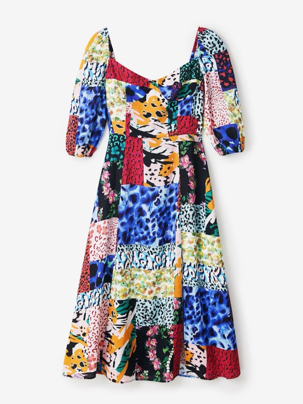 NWT Desigual Consetina Patchwork Midi Dress - Picture 2 of 7